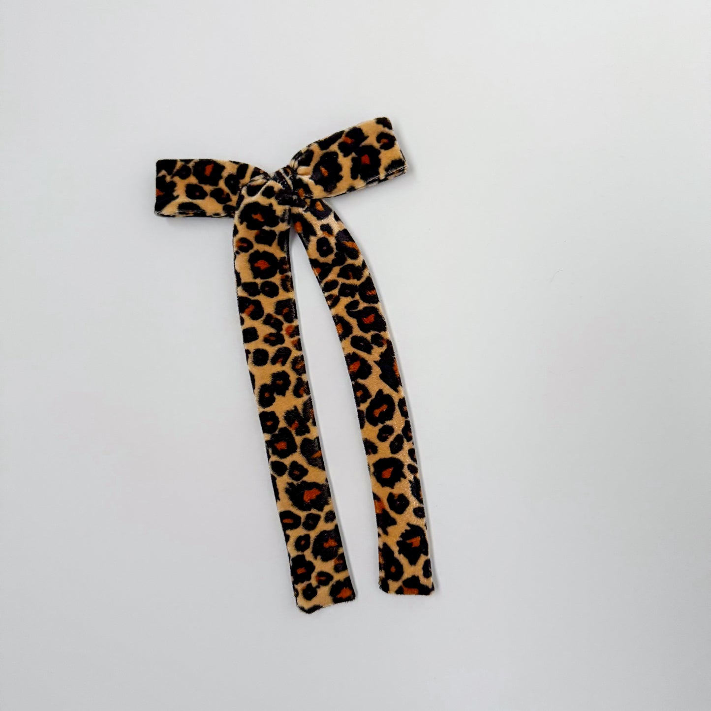 Leopard Velvet Long Tail Bow