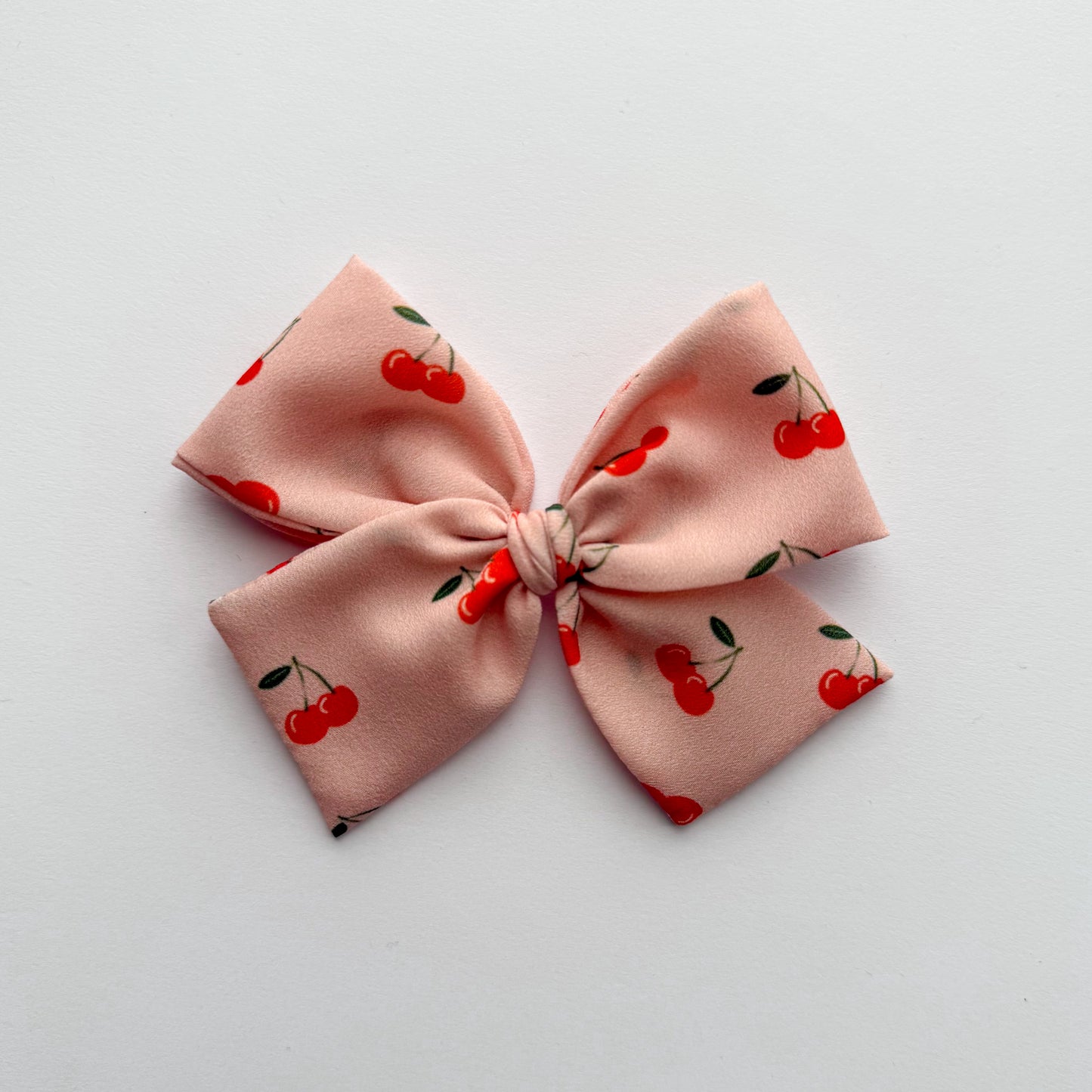 Cherries on Pink Hand-tied Bow