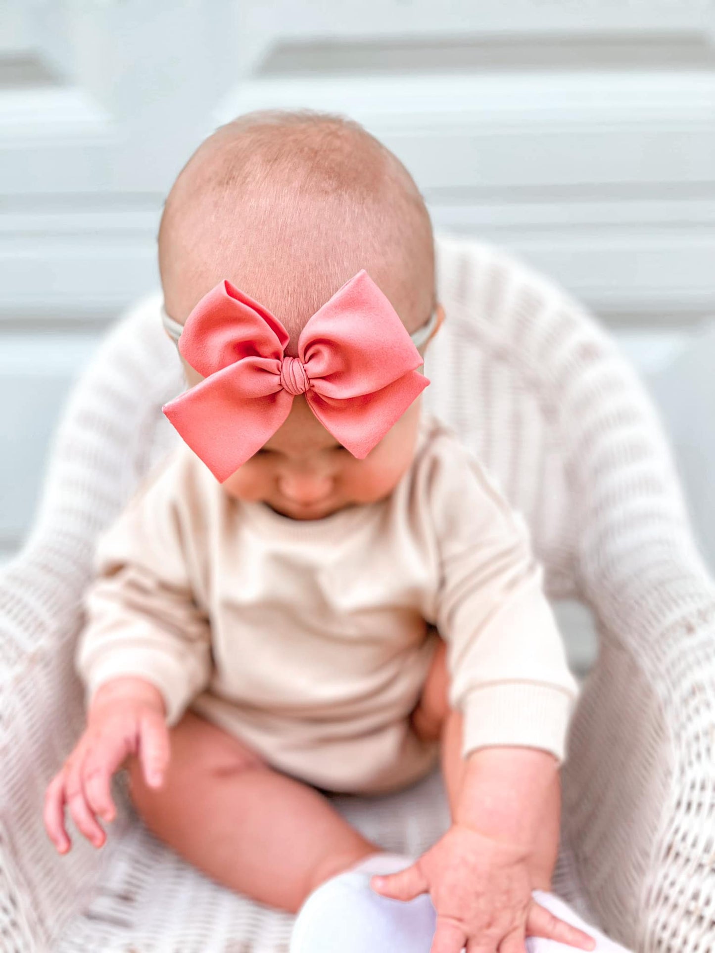 Melon Pink Crepe Hand-tied Bow