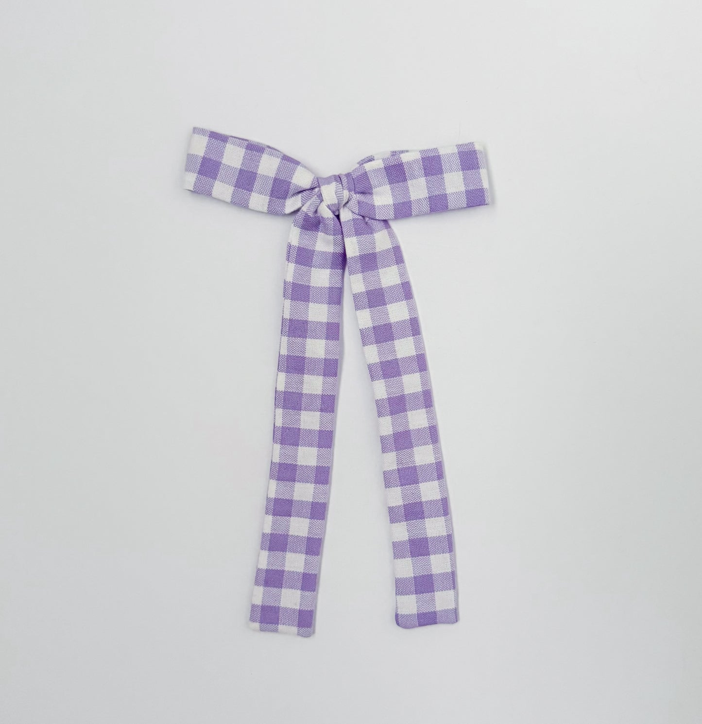 Lavender Gingham Long Tail Bow