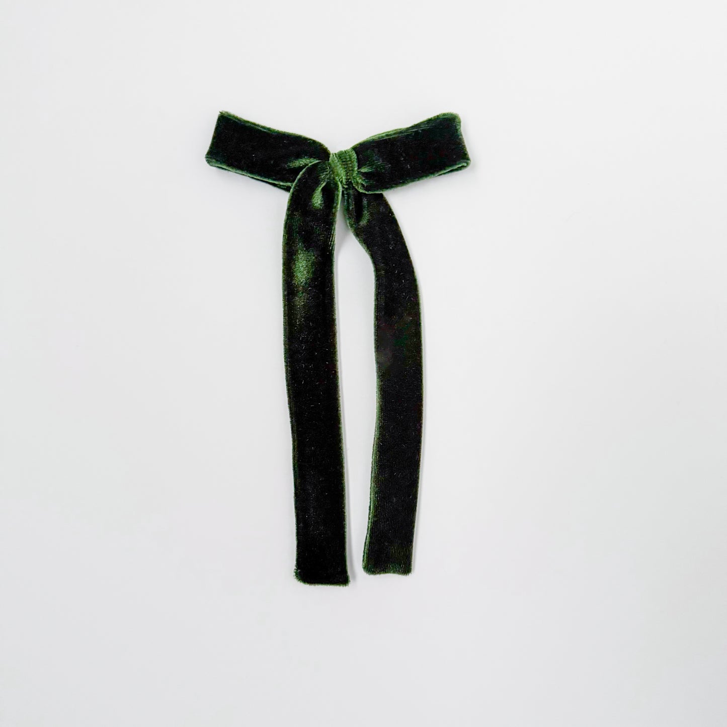 Olive Velvet Long Tail Bow