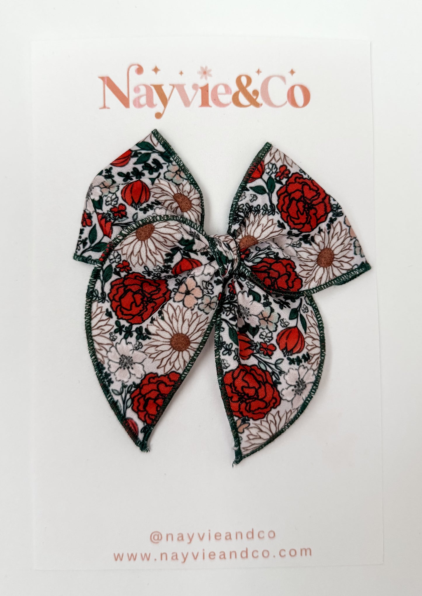 RTS SMALL Christmas Floral Fable Bow