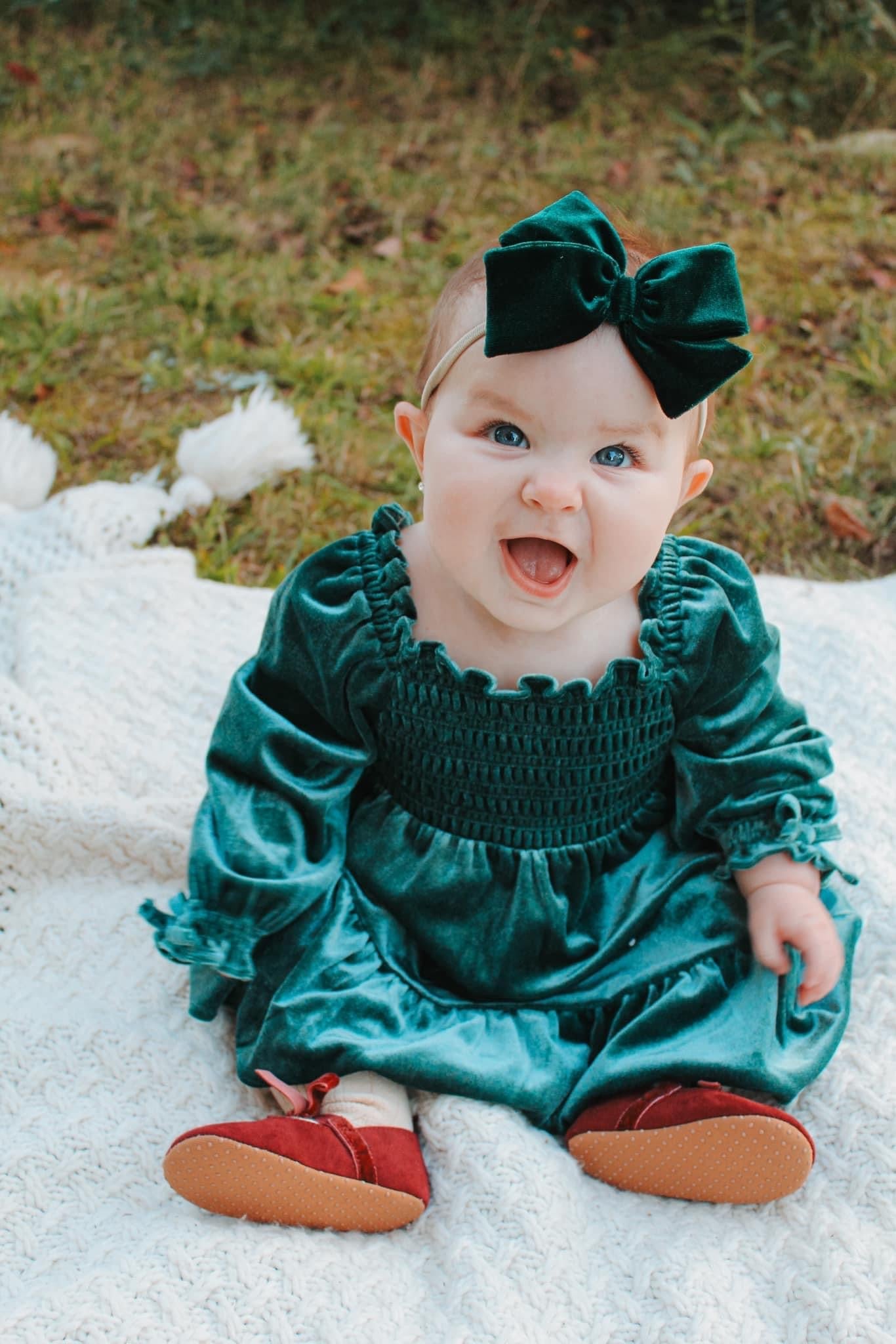 Evergreen Velvet Hand-tied Bow