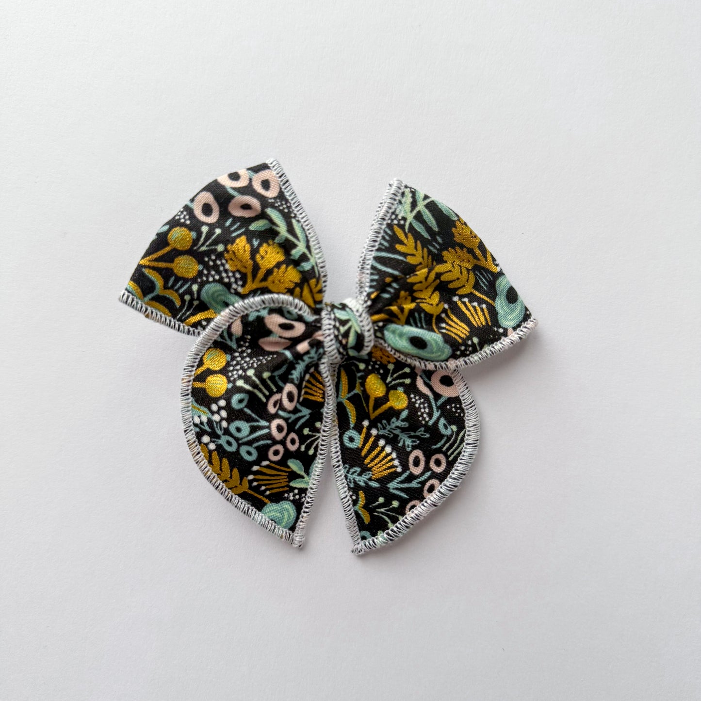 RTS MINI - Left Clip Gold Floral Fable Bow
