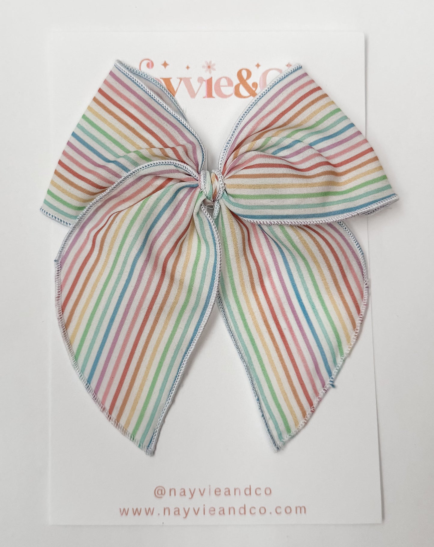 RTS OVERSIZE PASTEL RAINBOW STRIPES Fable Bow