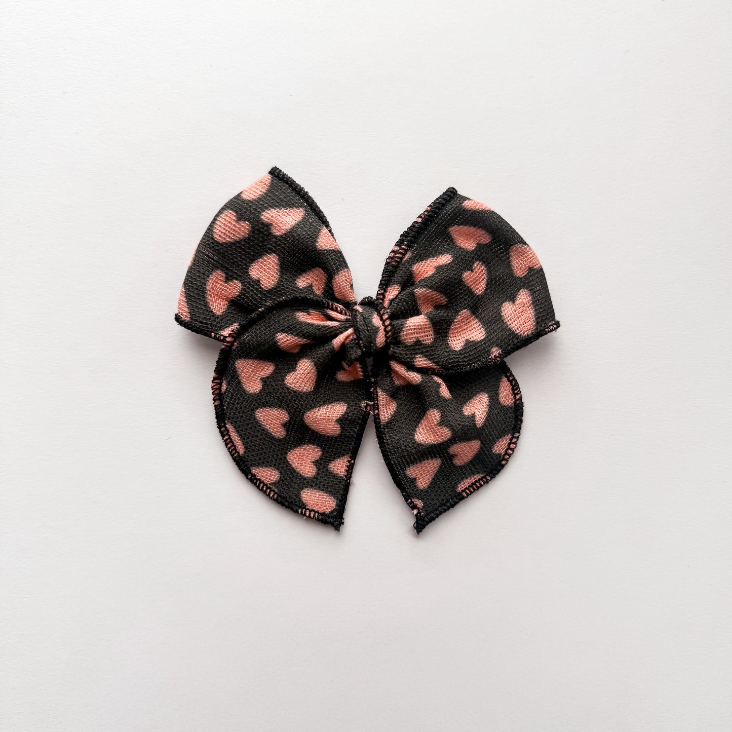 RTS Mini Pink Hearts in Black Fable Bow