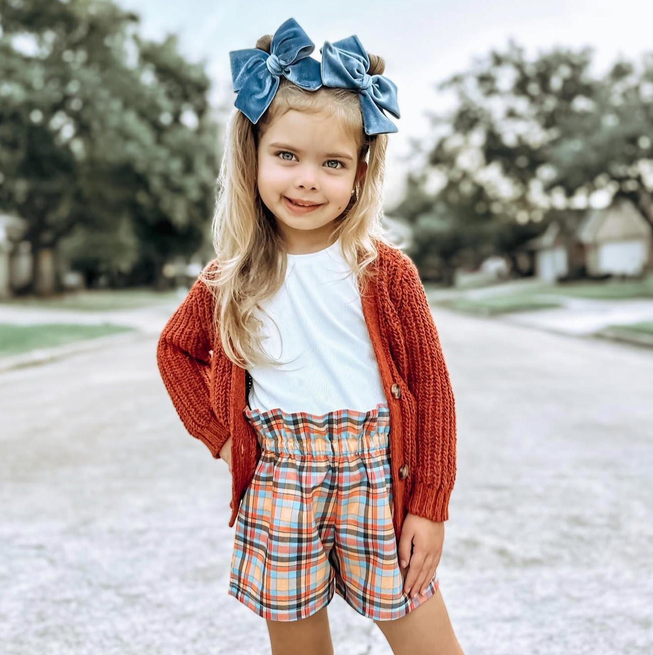 Dusty Blue Velvet Hand-tied Bow