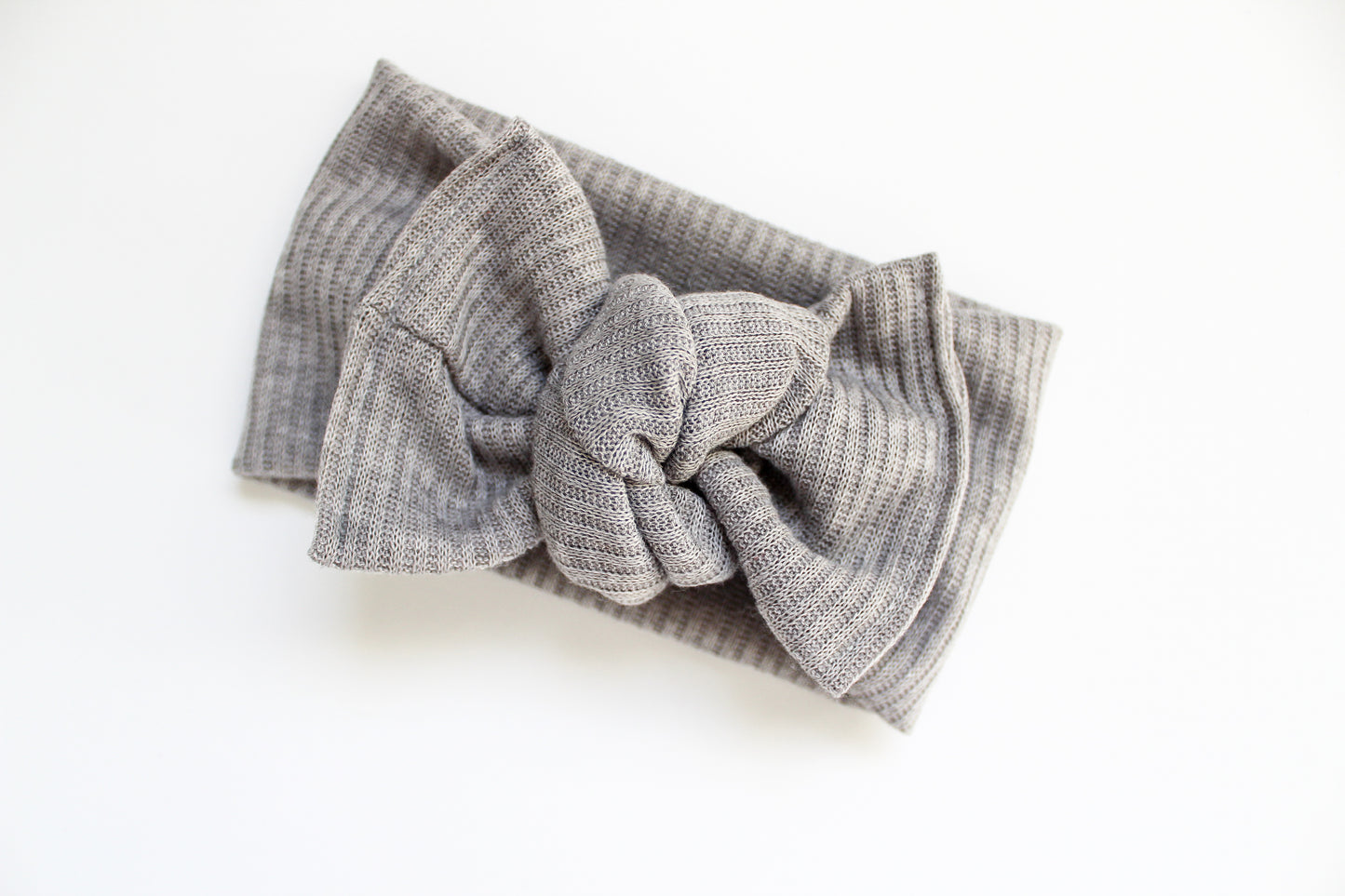 Gray Mini Ribbed Tie-On Headwrap