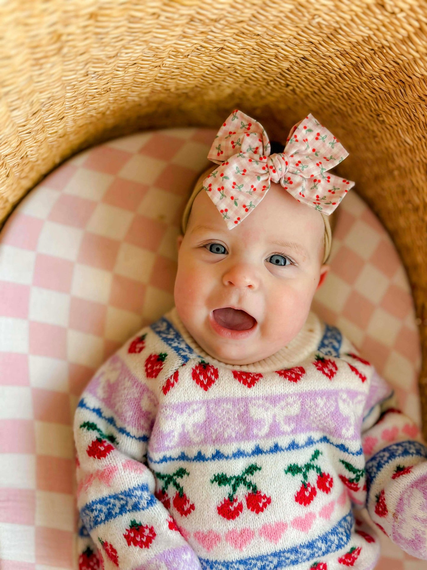 Cherry Gingham Hand-tied Bow