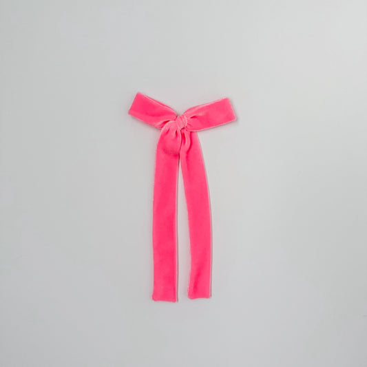 Candy Pink Velvet Long Tail Bow