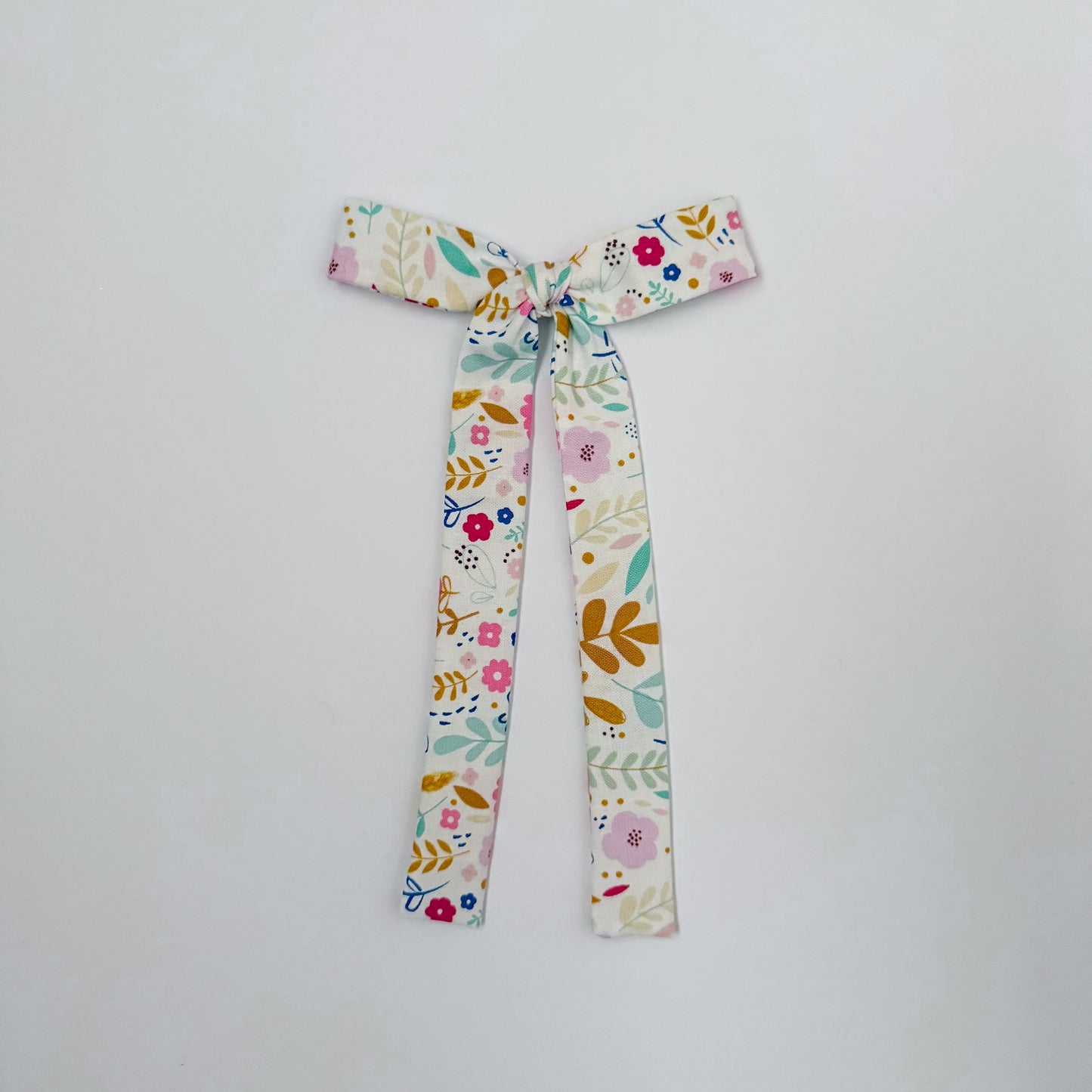 White Floral Long Tail Bow