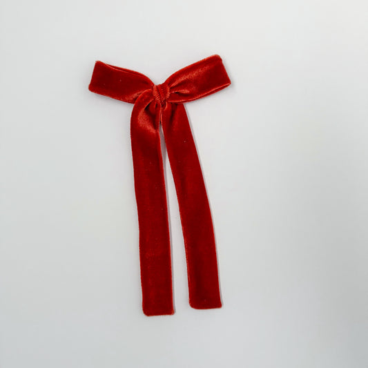 Rust Velvet Long Tail Bow