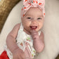 Cherries on Pink Ribbed Knotted Headwrap