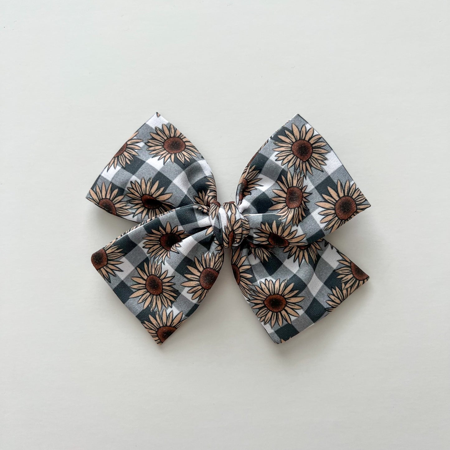 RTS OVERSIZED Gingham Sunflower Hand-tied Bow