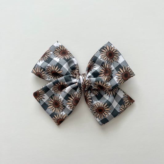 RTS OVERSIZED Gingham Sunflower Hand-tied Bow