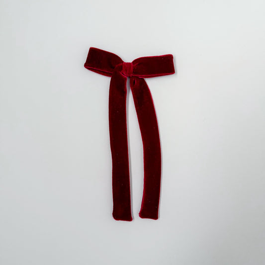 Cranberry Velvet Long Tail Bow