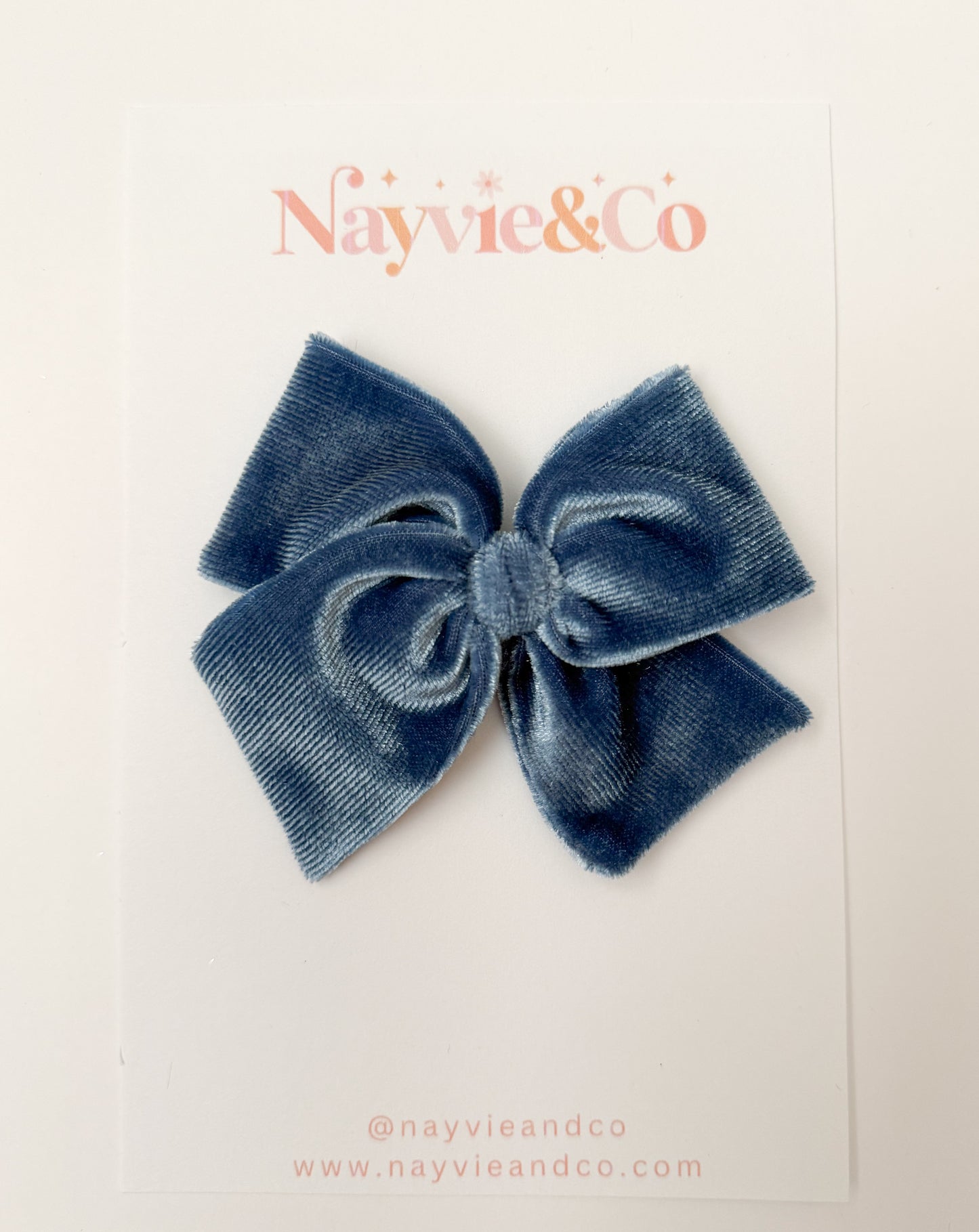 Dusty Blue Velvet Hand-tied Bow