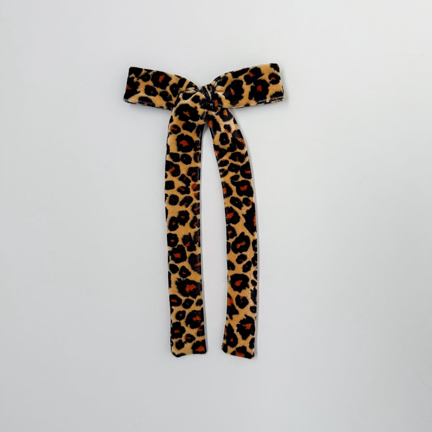 Leopard Velvet Long Tail Bow
