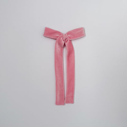 Light Pink Velvet Long Tail Bow