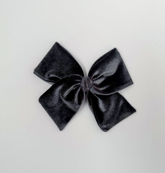 Charcoal Velvet Hand-tied Bow