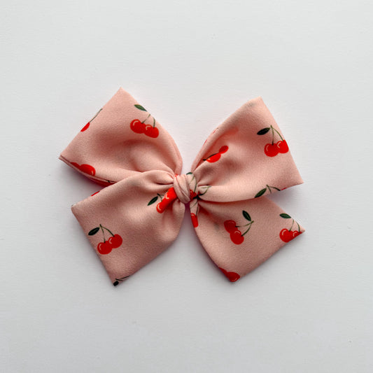 Cherries on Pink Hand-tied Bow