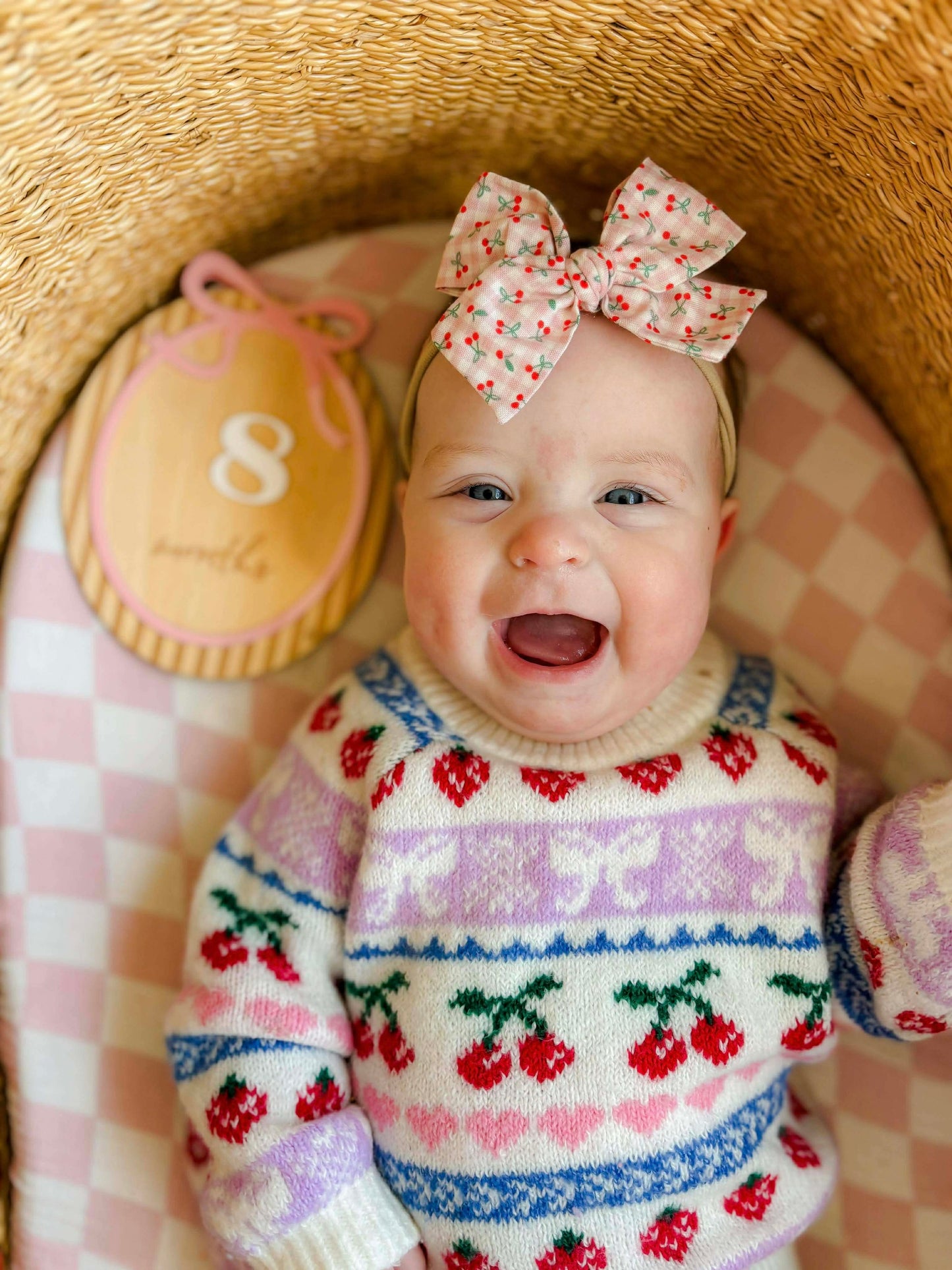 Cherry Gingham Hand-tied Bow