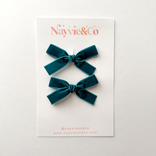 TEAL Velvet Ribbon Piggy Set