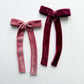 Dusty Rose Velvet Long Tail Bow