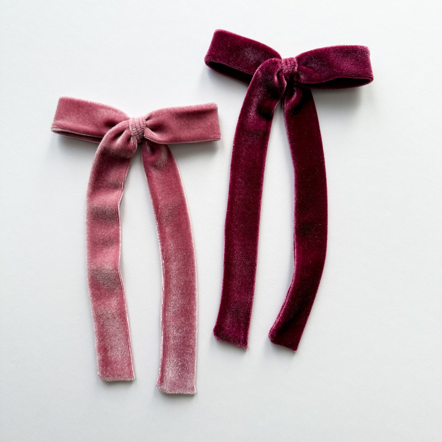 Dusty Rose Velvet Long Tail Bow