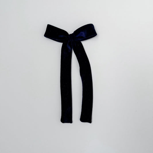 Navy Velvet Long Tail Bow