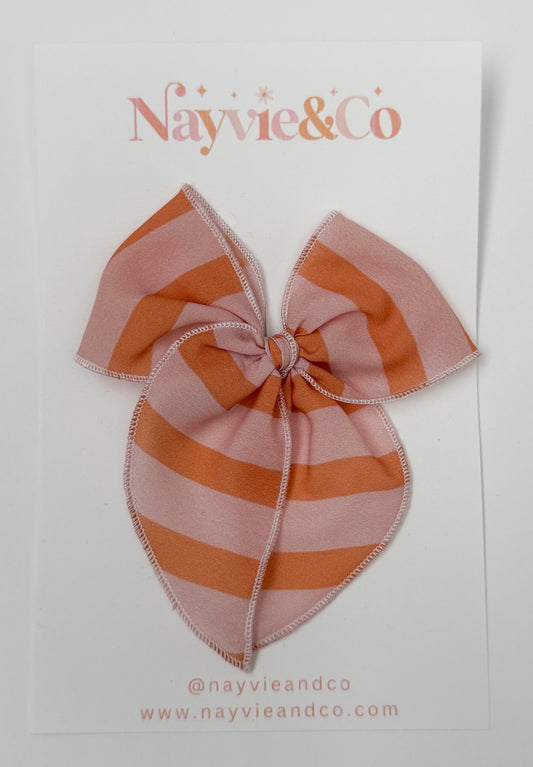 RTS SMALL Pink/Orange Stripe Fable Bow