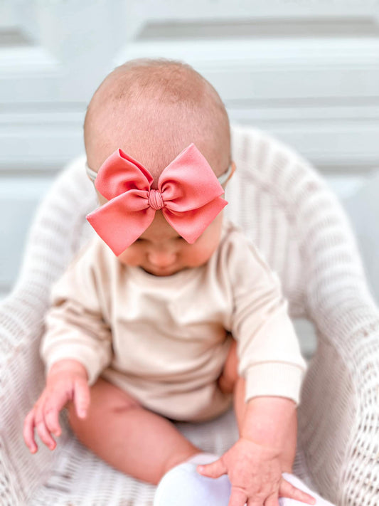 Melon Pink Crepe Hand-tied Bow