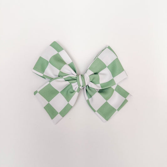 Spring Green Check Hand-tied Bow
