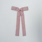 Mauve+White Stripe Long Tail Bow