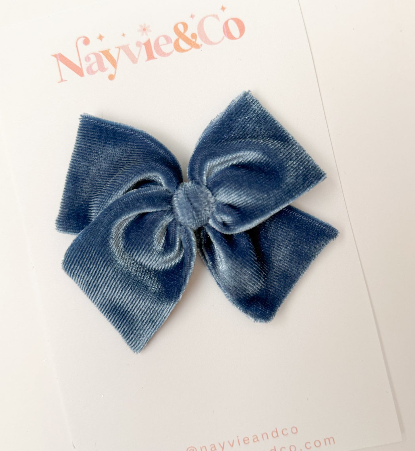 Dusty Blue Velvet Hand-tied Bow
