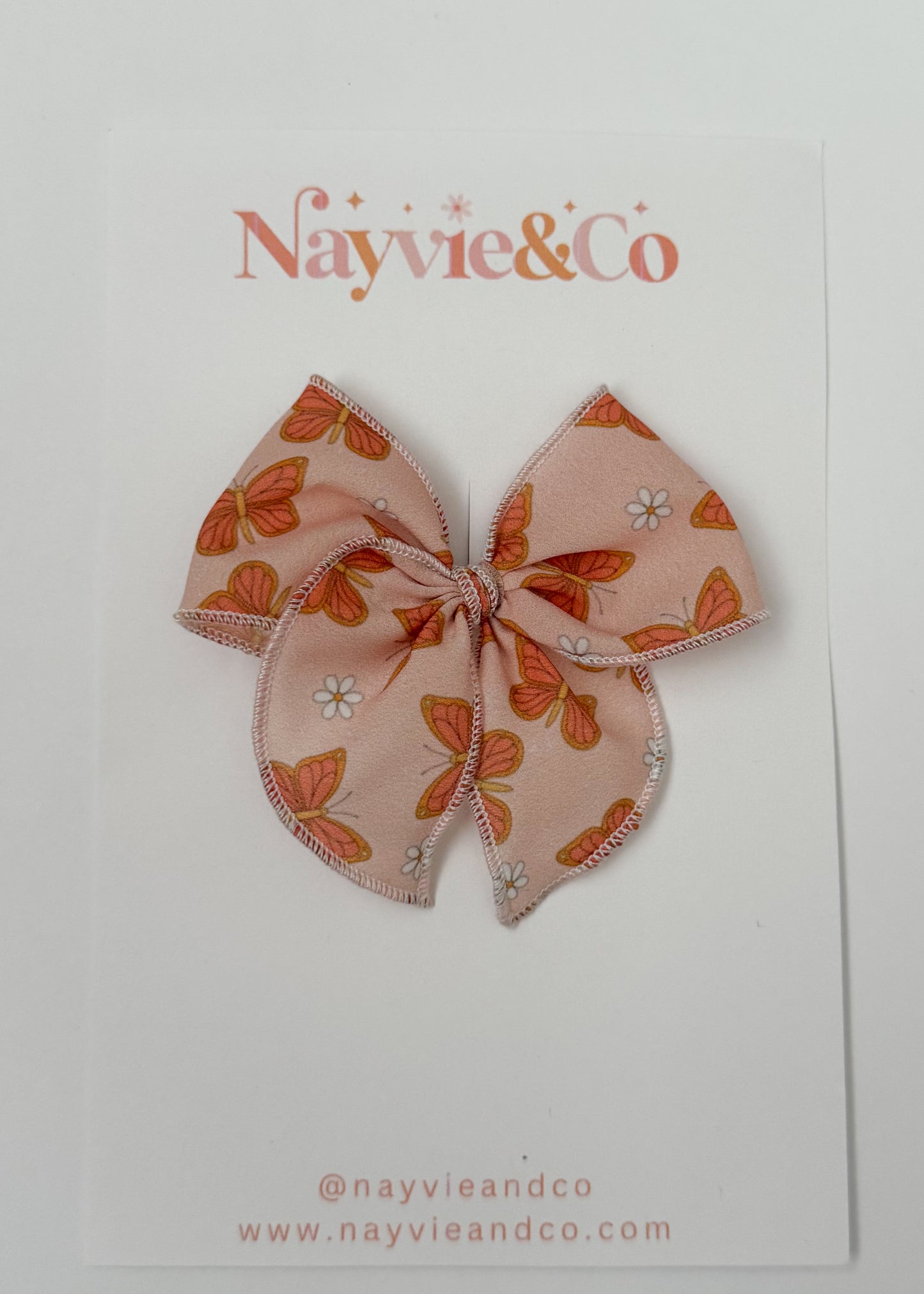 RTS MINI HER LEFT CLIP ORANGE BUTTERFLIES Fable Bow