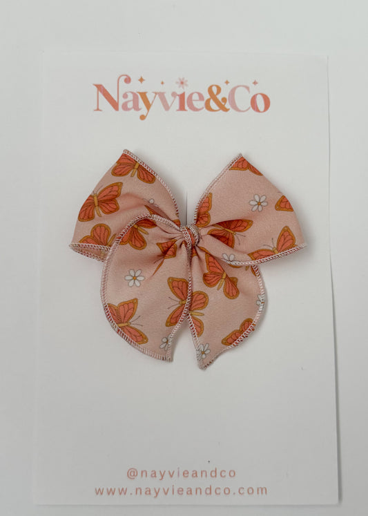 RTS MINI HER LEFT CLIP ORANGE BUTTERFLIES Fable Bow