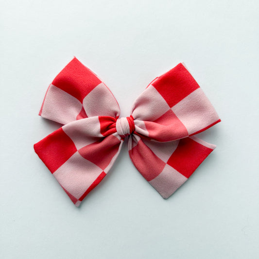 RTS OVERSIZED Pink Checks Hand-tied Bow