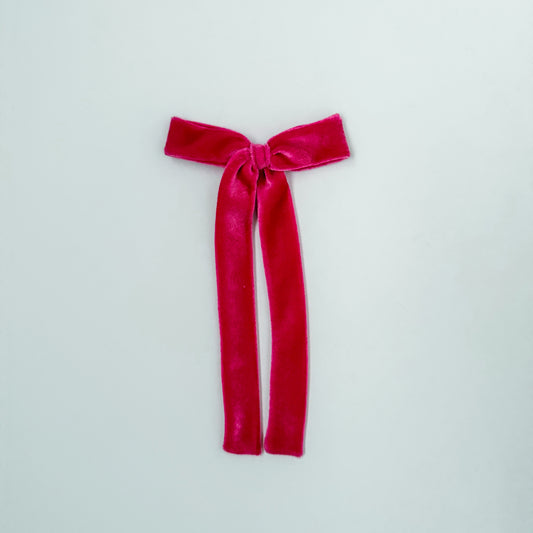 Party Pink Velvet Long Tail Bow