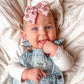 Pink Smiley+Daisy Check Hand-tied Bow