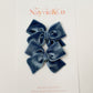 Dusty Blue Velvet Hand-tied Bow
