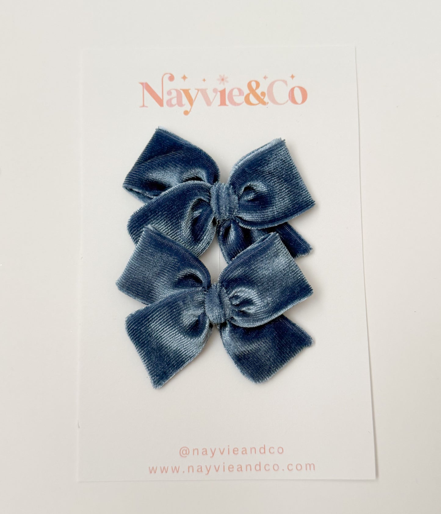 Dusty Blue Velvet Hand-tied Bow