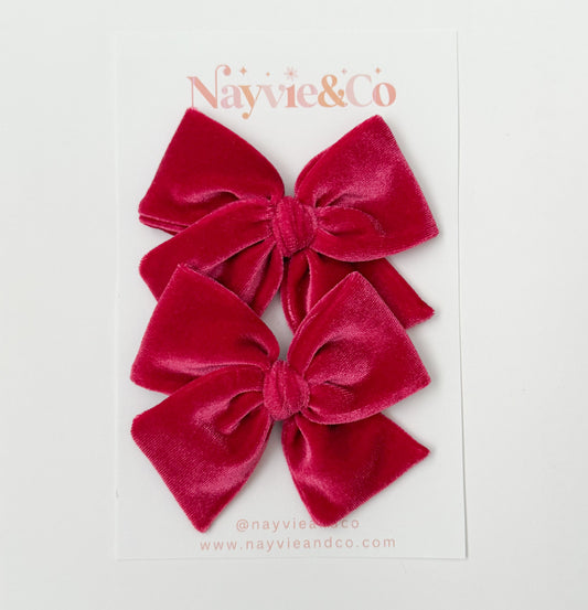 Rose Pink Velvet Hand-tied Bow
