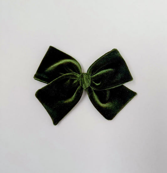 Olive Green Velvet Hand-tied Bow