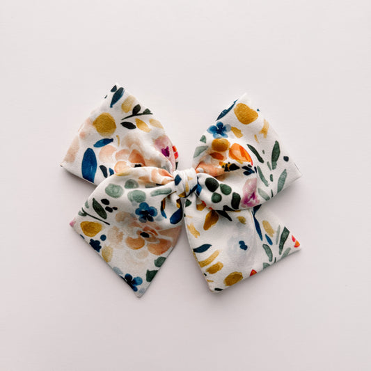 Watercolor Floral Hand-tied Bow