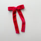 Rose Pink Velvet Long Tail Bow