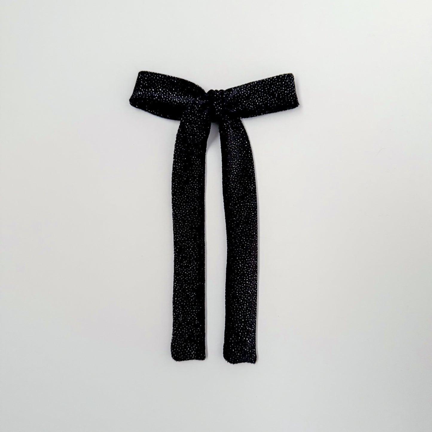 Black Glitter Velvet Long Tail Bow