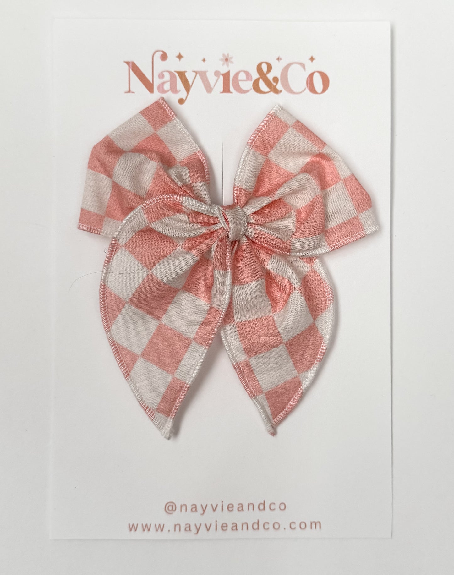 RTS Small Pink Check Fable Bow