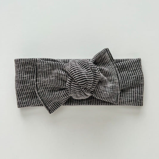 Black Sand Wash Ribbed Knotted Headwrap