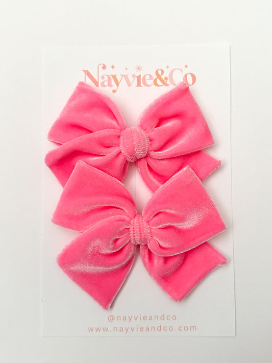 Candy Pink Velvet Hand-tied Bow